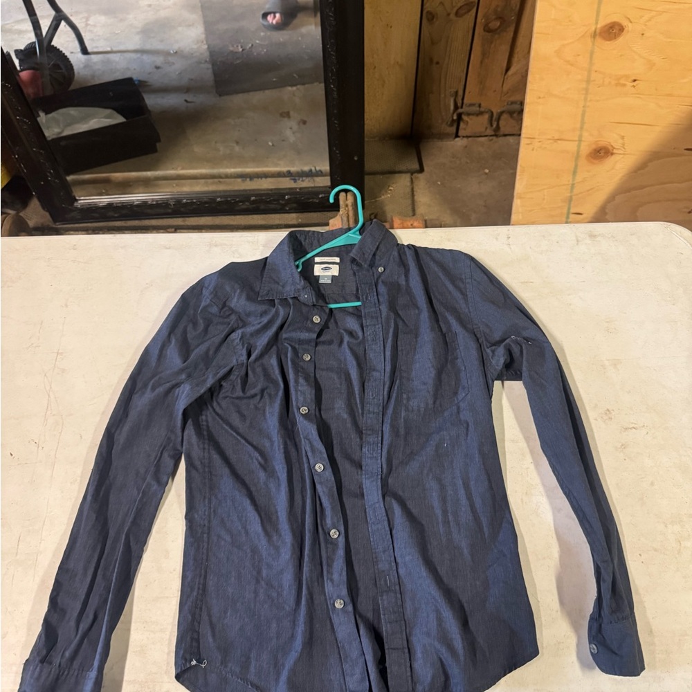 Old Navy Navy Blue Slim Fit Lightweight Shirt Jacket